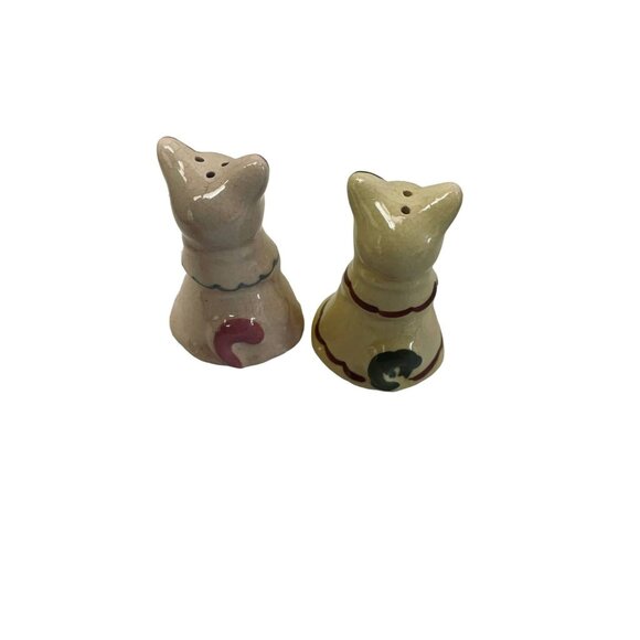 Kittens Ceramic Salt & Pepper Shakers Siamese Cat Japan 3 1/8" Pink Green Read - Picture 8 of 10